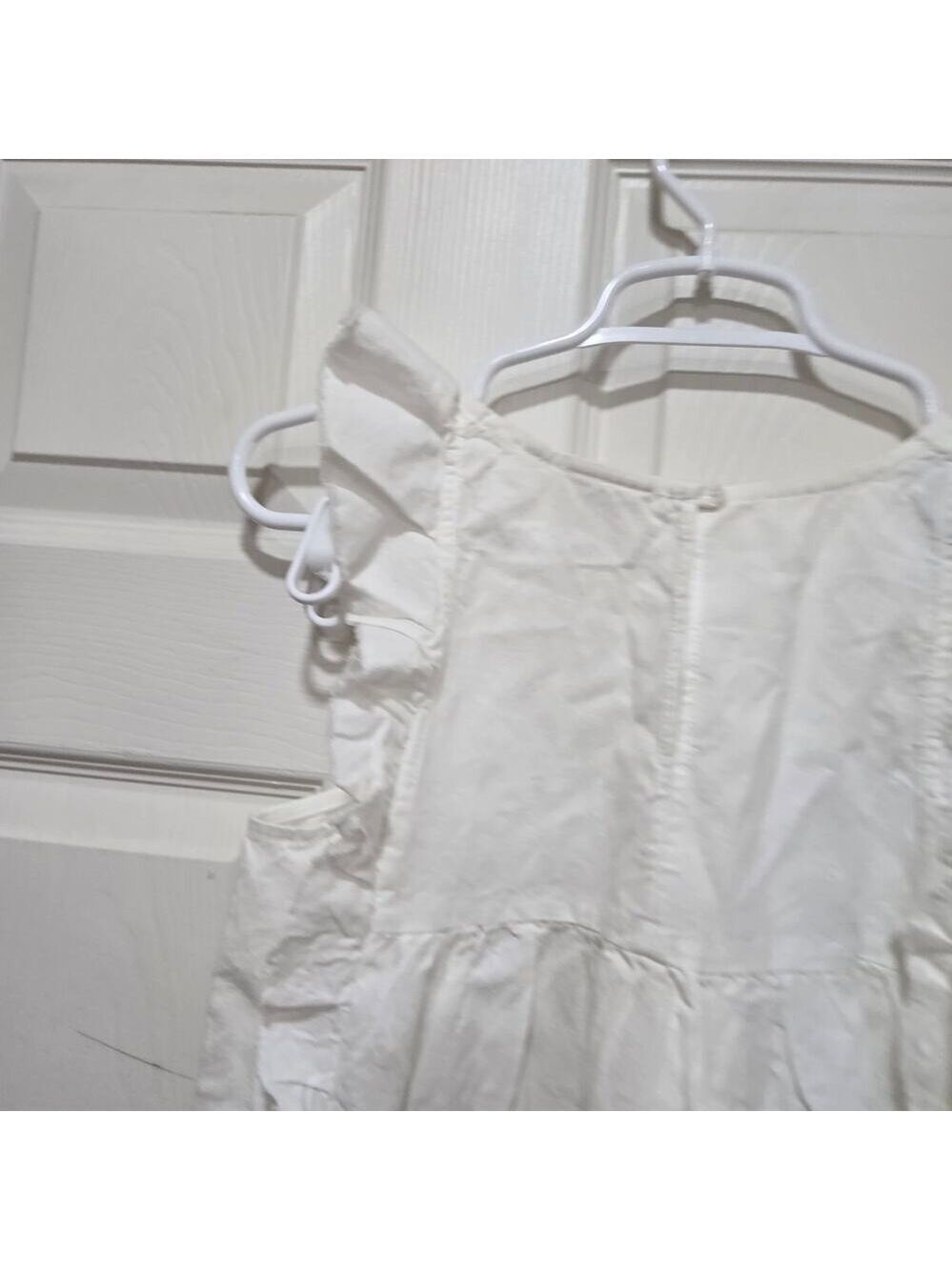AG Adriano Goldschmied Ivory Ruffle Dress Small Linen Blend Host Pick - Picture 6 of 6